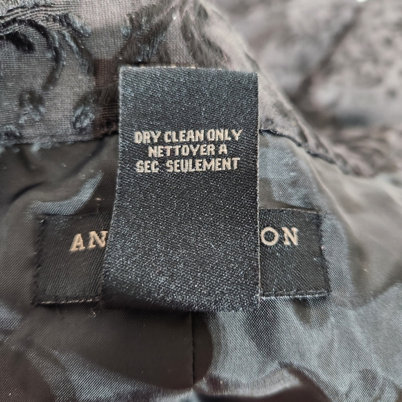 ANNE CARSON Black Textured Brocade Peplum Blazer Jacket (1X) - Picture 7 of 9